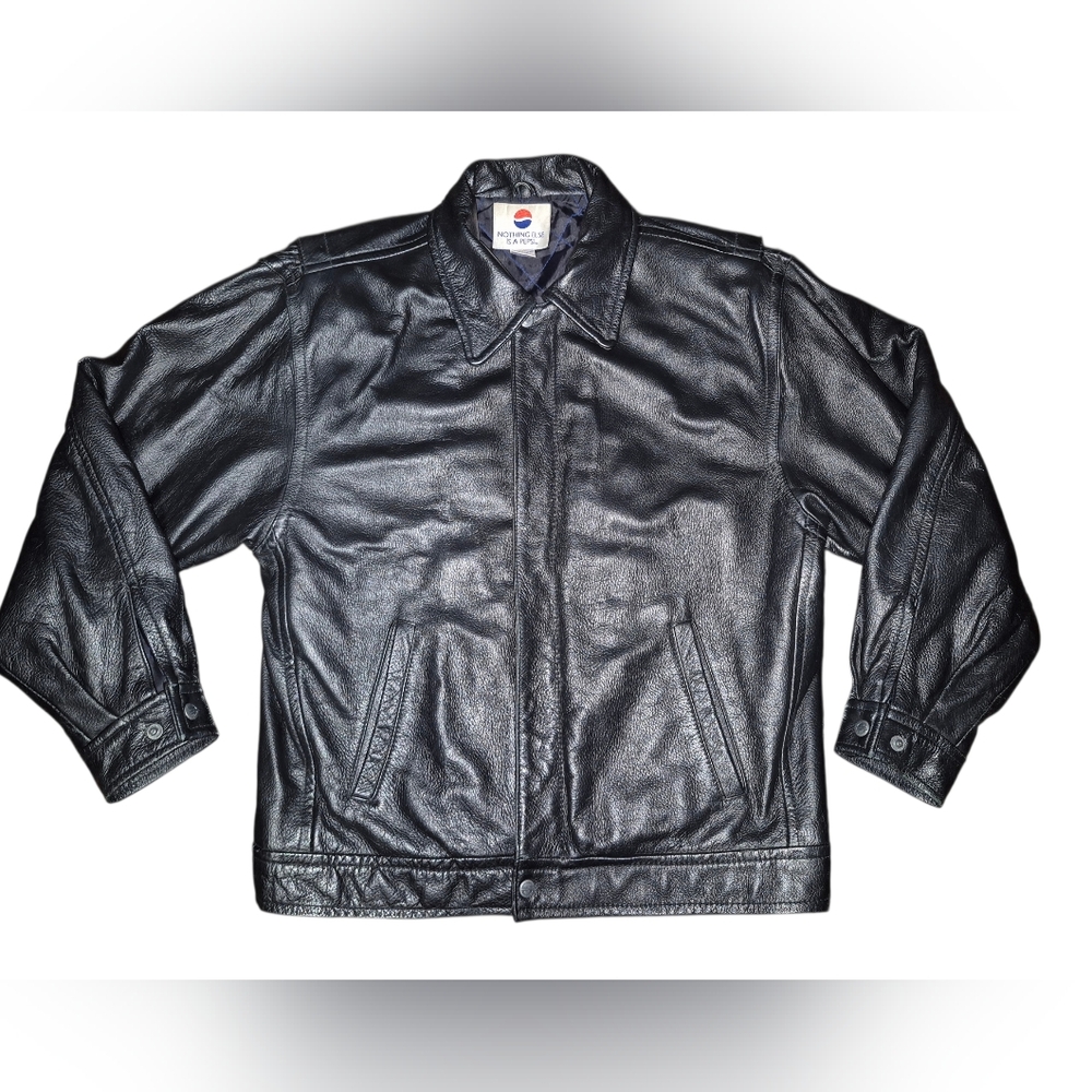 Men's  Vintage Pepsi Promo Black Leather  Bombet Jacket Size Small